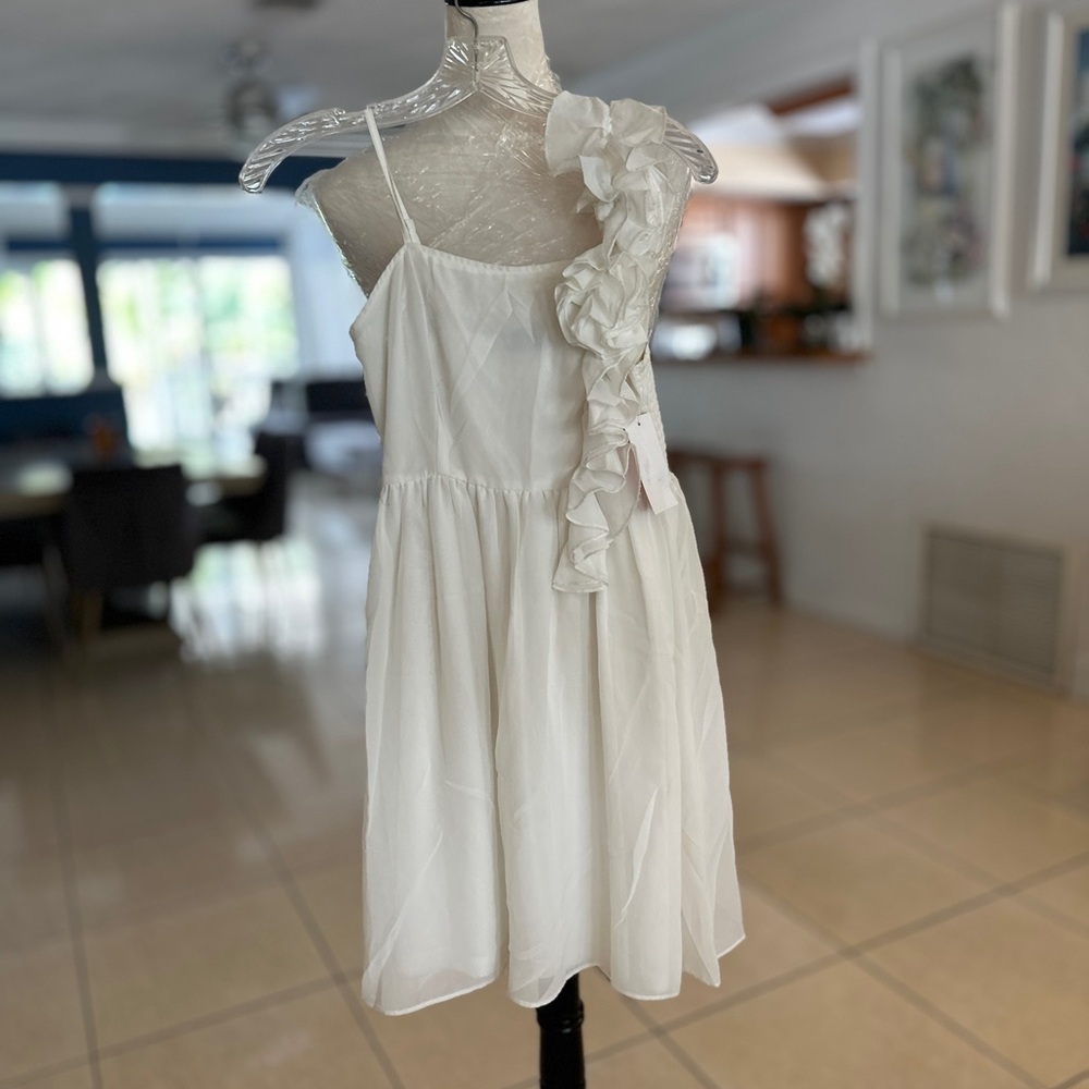 Hot & Delicious White Ruffled Asymmetrical Sundress